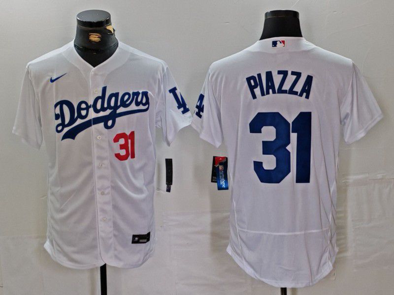 Men Los Angeles Dodgers #31 Piazza White Elite 2024 Nike MLB Jersey style 2